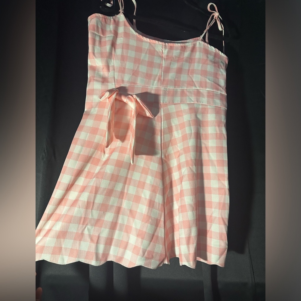 Pink and white checkered dress